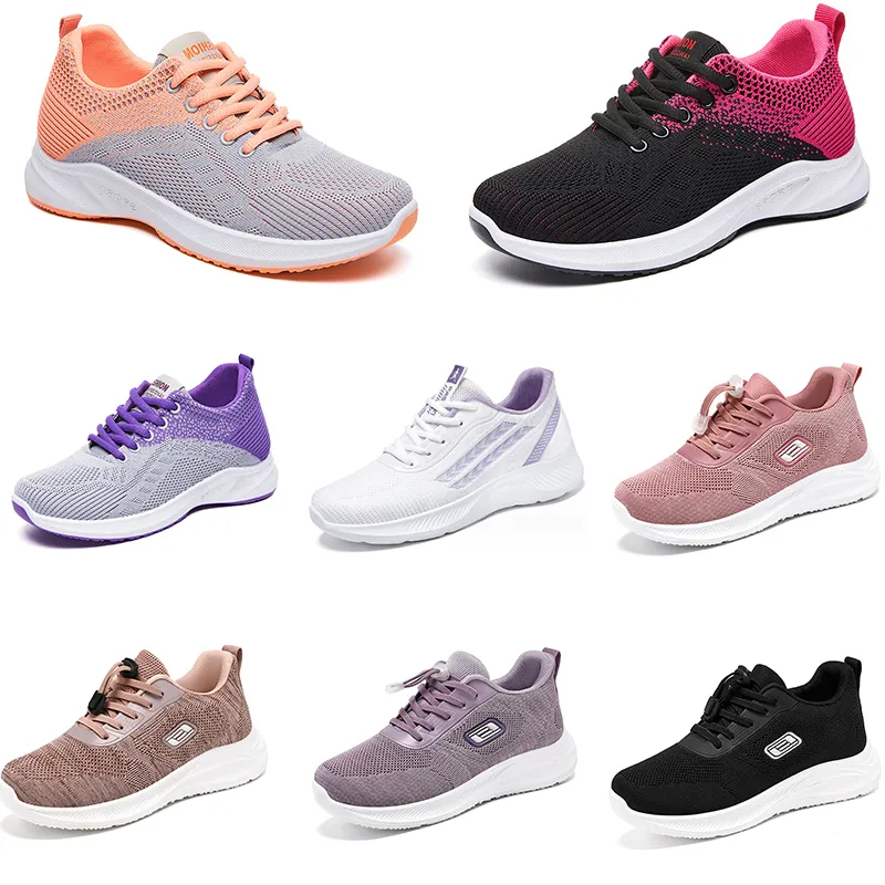 2024 SLEAW Women Shoes Caminhando Running Shoes Flates Durável Purple Branco Confortável Tamanho Grande 36-41 Gai