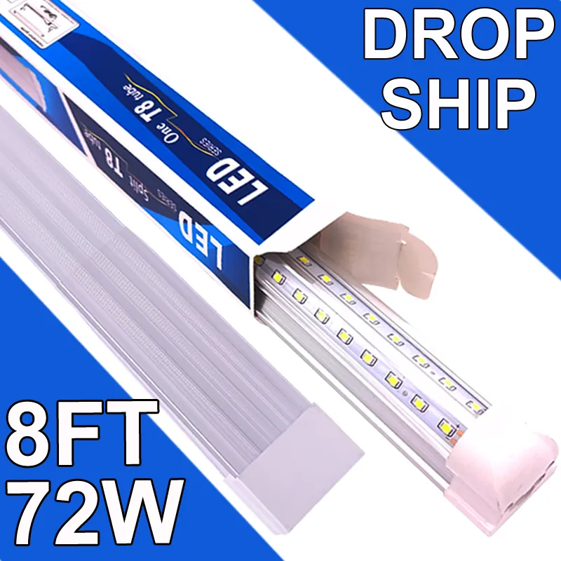 LED T8 geïntegreerd armatuur 8FT 72W koppelbare LED-winkellamp, LED-plafondlamp en onderkastverlichting, voor koeler, garage, magazijn, doorzichtige afdekking 25-pack usastock