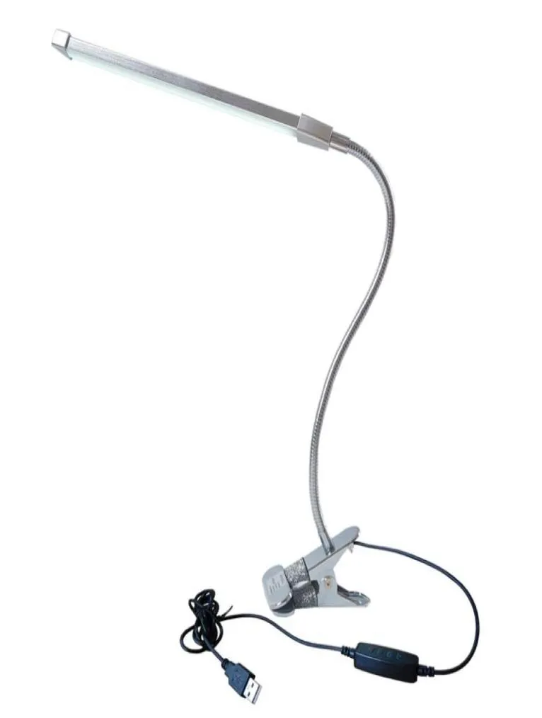 Lampada da scrivania Lampada da tavolo a LED Lettura Illuminazione USB 6W alto lume 8 livelli Dimmerabile Interruttore a 3 colori Lampada flessibile con clip solida2600784