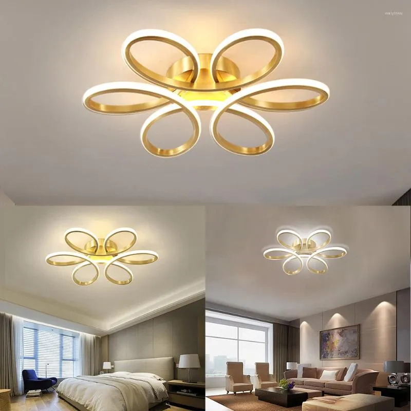 Taklampor Flush Mount Chandelier Three Colors Dining Room Lamp Super Bright Home Led Eye Care for Living