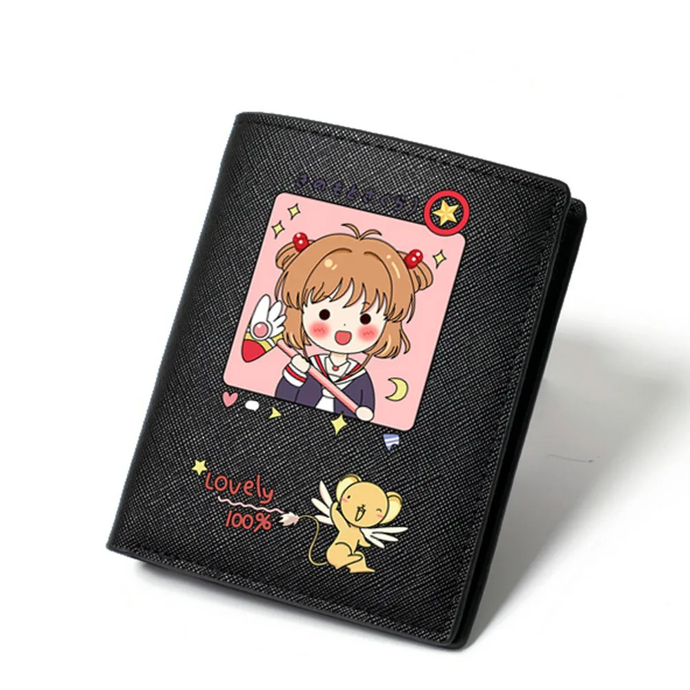 Card Captor Sakura-Geldbörse, Cerberus-Geldbörse, Kinomoto-Foto-Geldtasche, Cartoon-Leder-Brieftasche, bedruckte Notiztasche