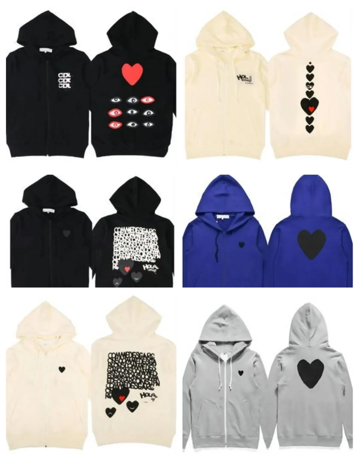 Hoodie Sweatshirts men women Zipper loose coat Play Sweatshirt Commes Cardigan Des Small Red Heart jacket Garcons Standard and Fleece Casual Jumpers Cardigan ad