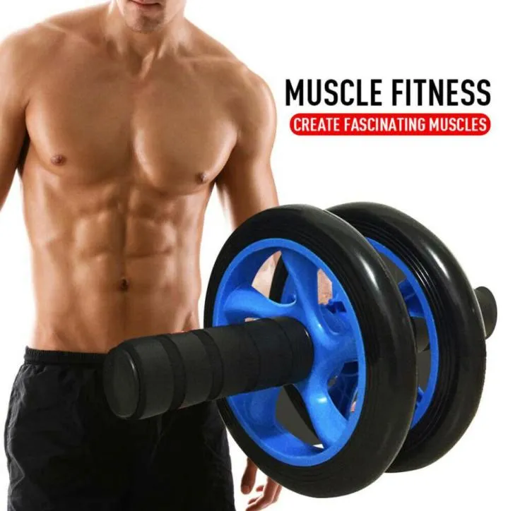 2019Muscle Exercise Equipment Home Fitness Equipment Double Wheel Abdominal Power Wheel Ab Roller Gym Roller Trainer Training3505880