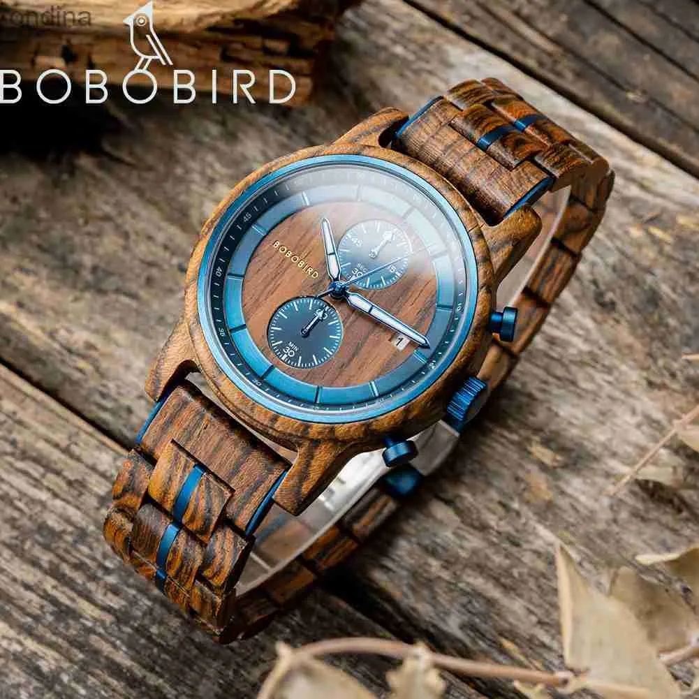 Inna najlepsza marka luksusowa Bobo Bird Drewniana wielofunkcyjna mężczyzna kwarc stały pasek drewniany Montre Homme Dzień Ojca YQ240122