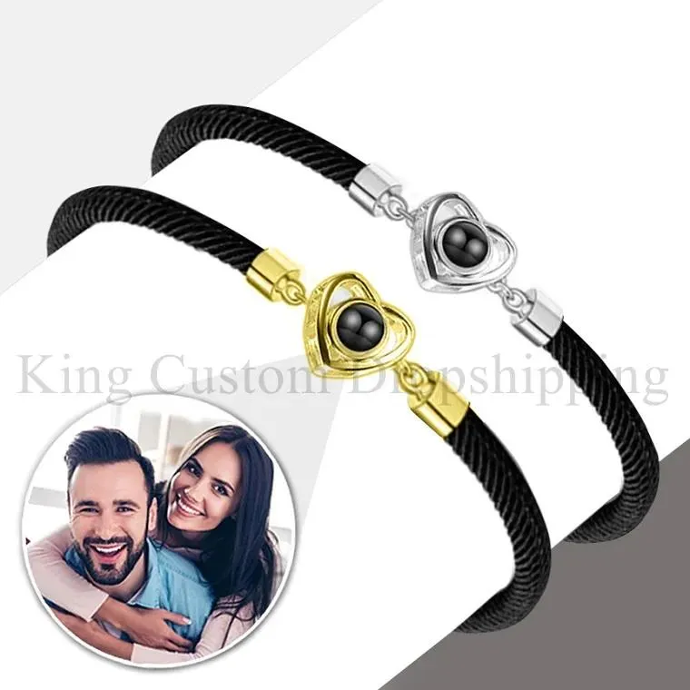Bracelets Custom HeartShaped Bracelet Made of NonOxidizing Material Simple Style Personalized Photos for Friends and Family.