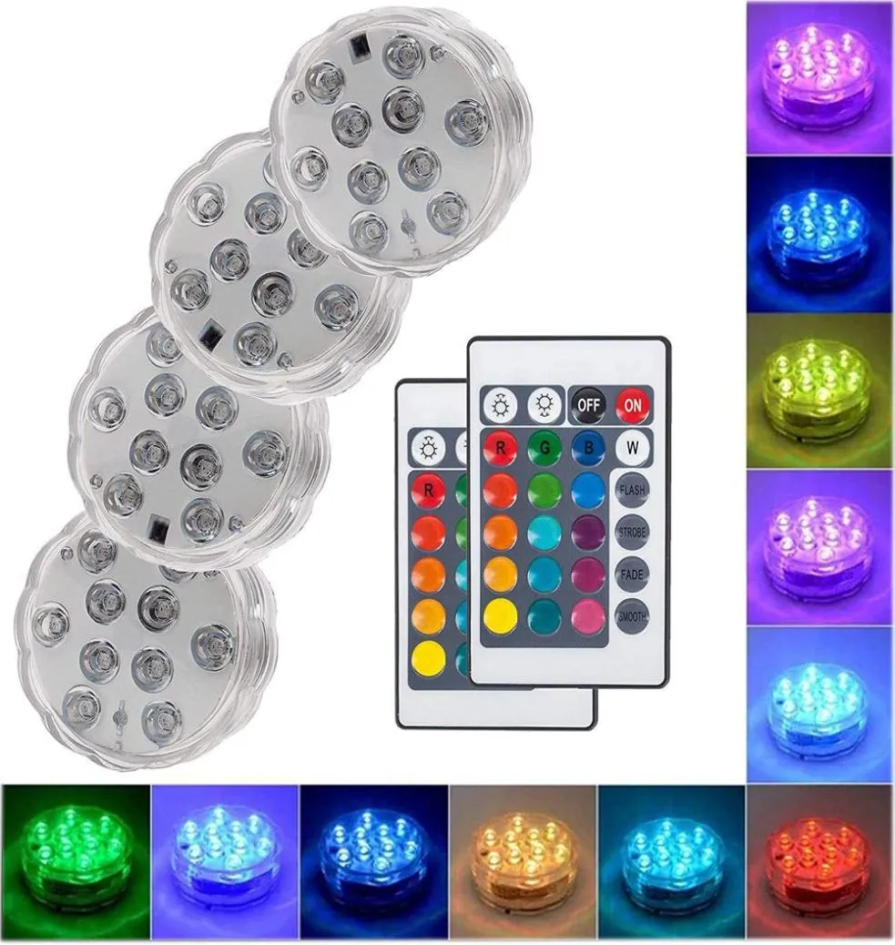 10 LEDs Diving Knob Lights LED Pool Aquarium Colorful Light Remote Control Underwater Waterproof Lamp for Bar KTV Banqute Fish Tan6921305