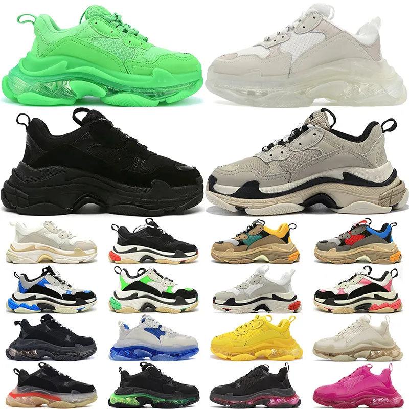 Designer triple s sneakers scarpe casual uomo donna piattaforma suola trasparente Nero Bianco Grigio Rosso Blu Neon Verde Beige Rosa scarpe da ginnastica da uomo sportive corridori di tennis