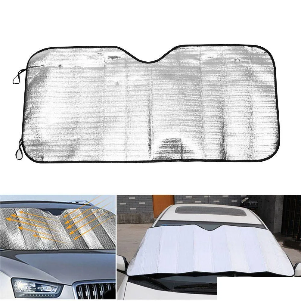 Car Sunshade Applied Foldable Windshield Visor Er Block Front Rear Window Protect Film Sunsn Drop Delivery Mobiles Motorcycles Int Aut Dhzvy