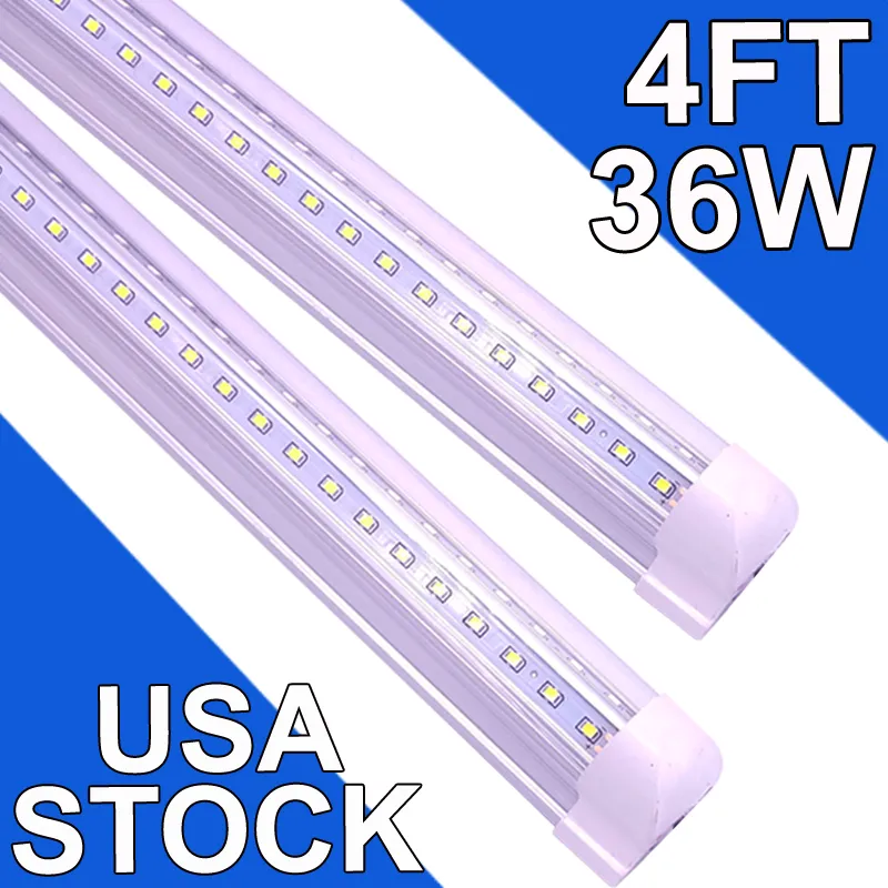 4FT LED Shop Light, 36W 3600LM 6500K, Clear Cover Linkable LED Tube Lights, V Shape Integrated T8 LED Lighting, LED Ceiling Lights for Garage Workshop usastock