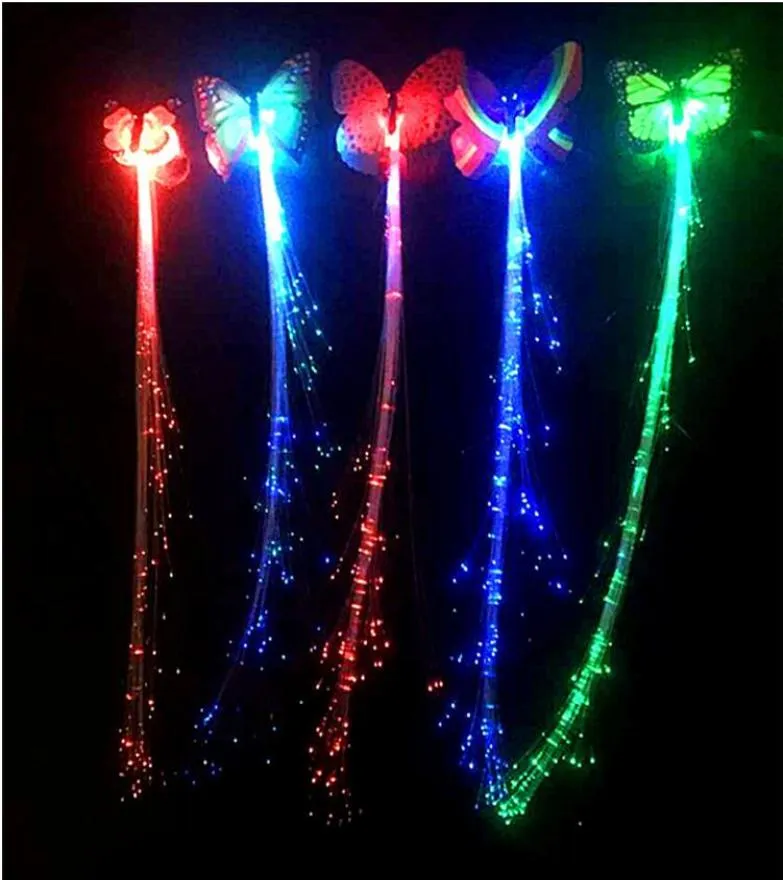 LED Flash Butterfly Braid Işın Örgü Kelebek Saç Partisi Konseri Led Saç Aksesuarları Cadılar Bayramı Noel Aksesuarları Led Toy3697256