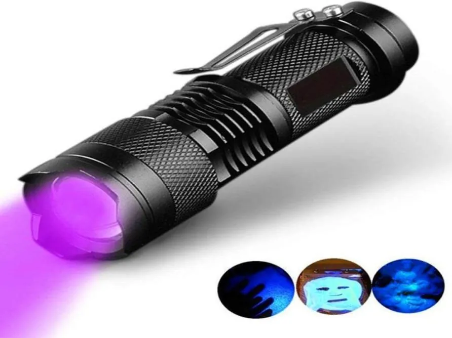 LED UV Ultraviolet Torch z funkcją powiększania Mini UV Black Light Pet Pet Stains Detektor Skorpion Pochodniki 1698060