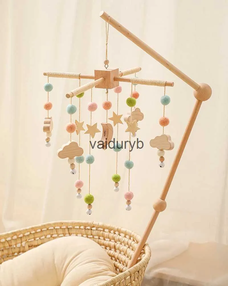 Mobiles # Babyspeelgoed Houten Mobiles Bedbel Maan Wolken Rammelaar Voor Pasgeboren Ontwikkelen Diy Accessoires Wieghouder Armbeugels Geschenken Rattlevaiduryb