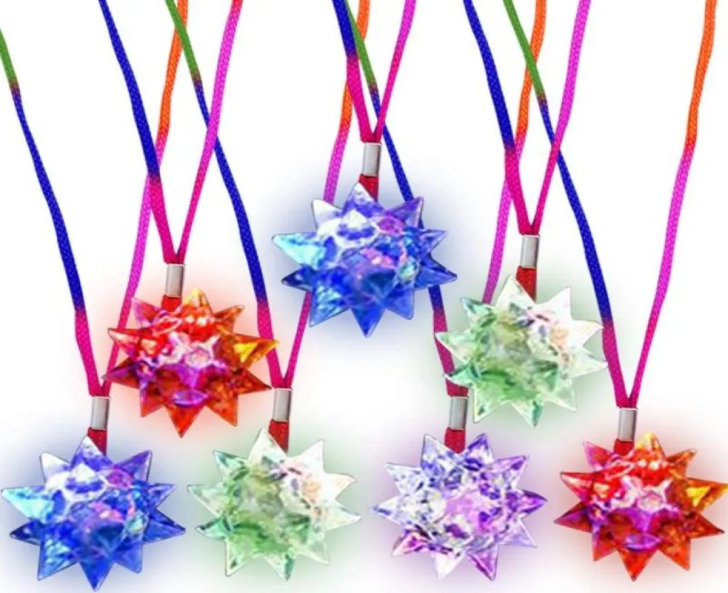Flashing Crystal Star Necklaces Kids Glowing LightUp Rubber Planet Pendant Toy Jewelry Party Favors Goodie Bag Fillers3320618