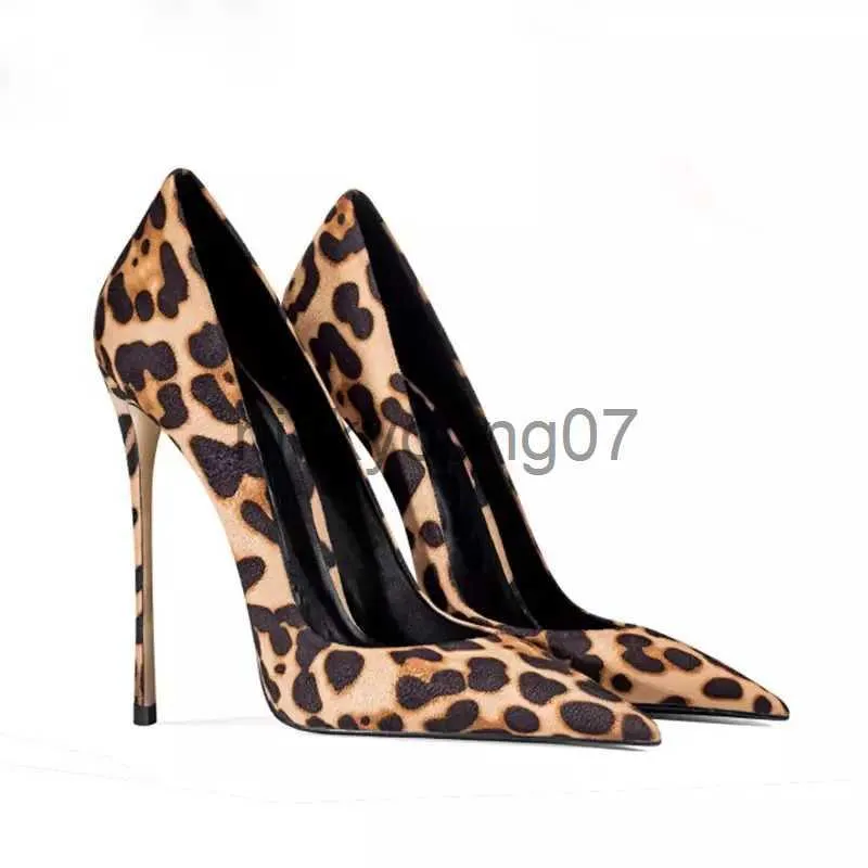 Sandals New Latest Design Ladies High Heels Court Shoes Leopard Print Shallow Mouth 12cm Pencil Heel Women Leopard Evening Party PumpsJ240122