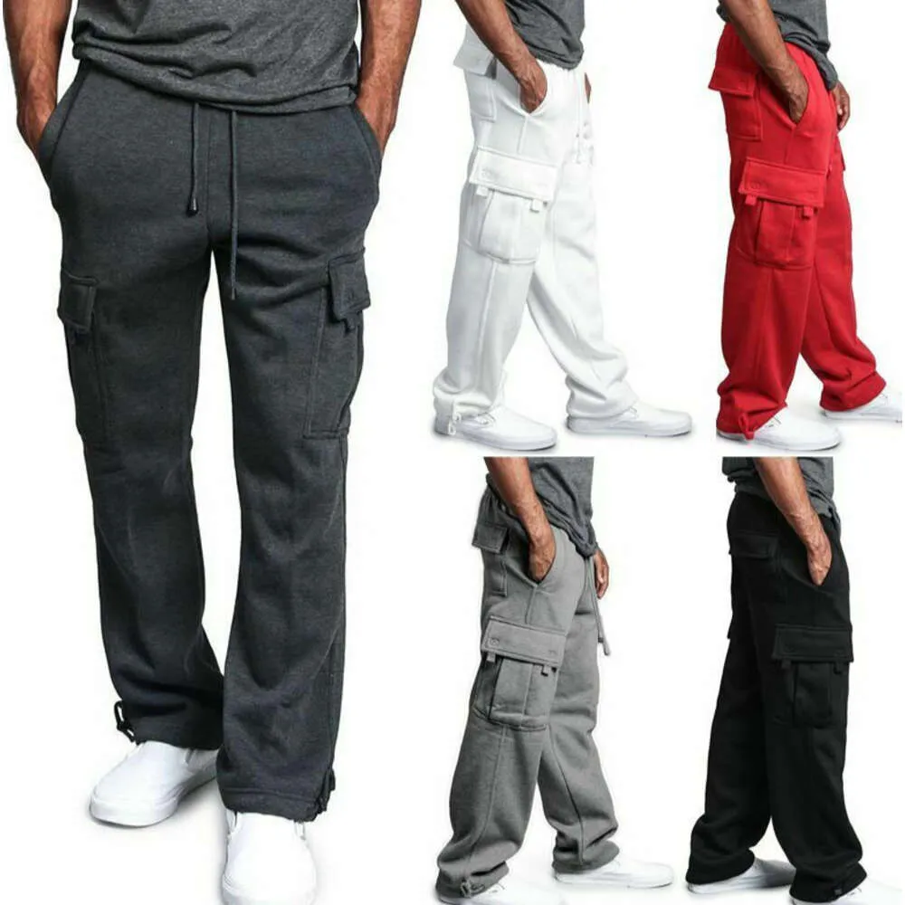 "Men's Cargo Joggers: Cotton Sweatpants for Workouts and Streetwear - Loose Fit, Long Trousers for Sportswear, Hip Hop Style - Available up to 4XL"