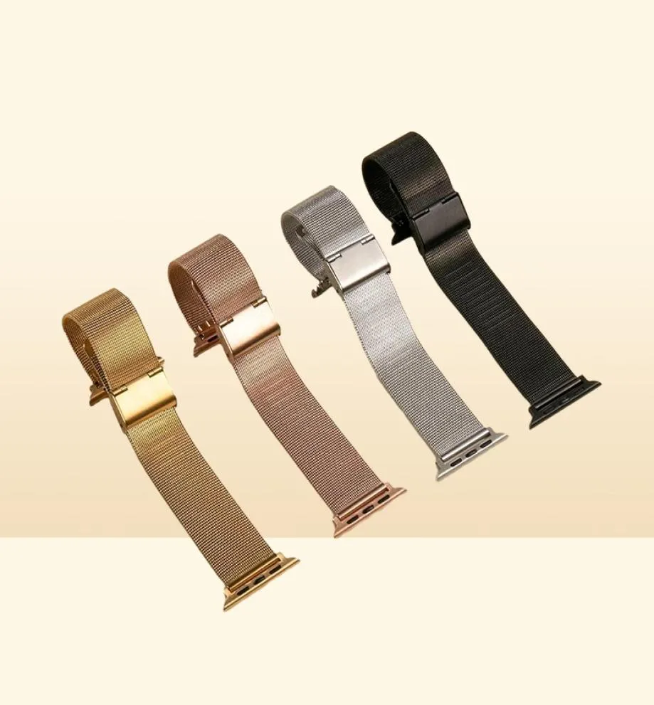 Milanowe opaski zegarków metalowe do zegarków Seria 7 SE 6 5 4 3 Pasek ze stali nierdzewnej Magnetyczny regulowany klamra z adapterem 41 mm 45 mm 40 mm 44mm1551863