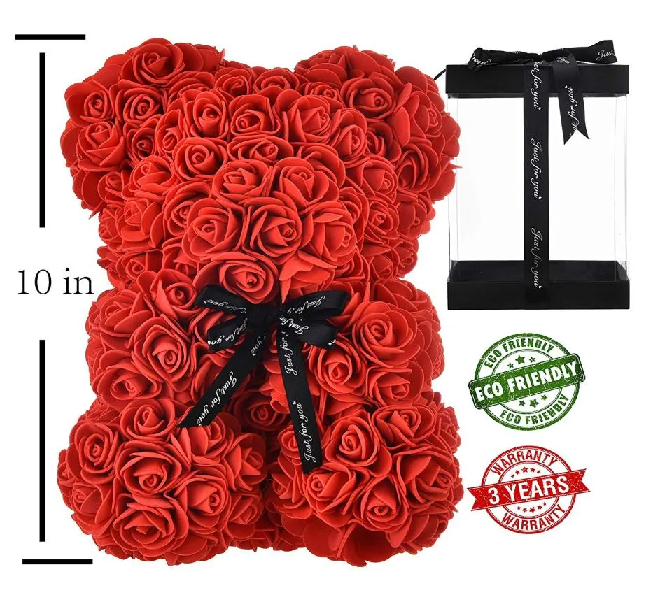 Fiori Rose Bear Rose Teddy Bear Regalo per San Valentino Anniversario Compleanni Bridal Showers Completamente assemblato 10 pollici Bea3452145