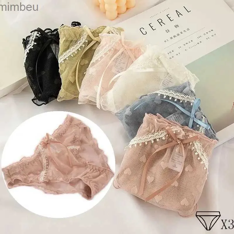 Conjunto Sexy IEUHIA de Alta Qualidade 3 Pcs Calcinhas Femininas Sexy Lace Cuecas Sem Costura Cuecas de Algodão Virilha Fina Malha Respirável Lingerie FemininaL240122