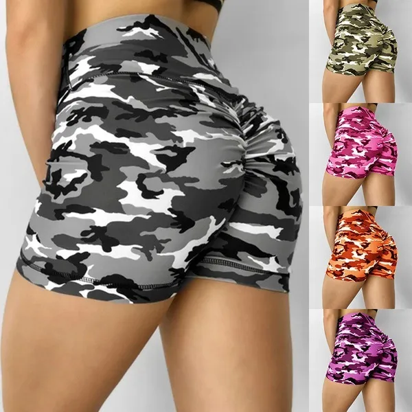 Fashionabla sexiga bikini hemliga kjol ovanför knä camo tryck skinkor yogakorts sport shorts klänning snabbt torr yogastarter fitness shorts