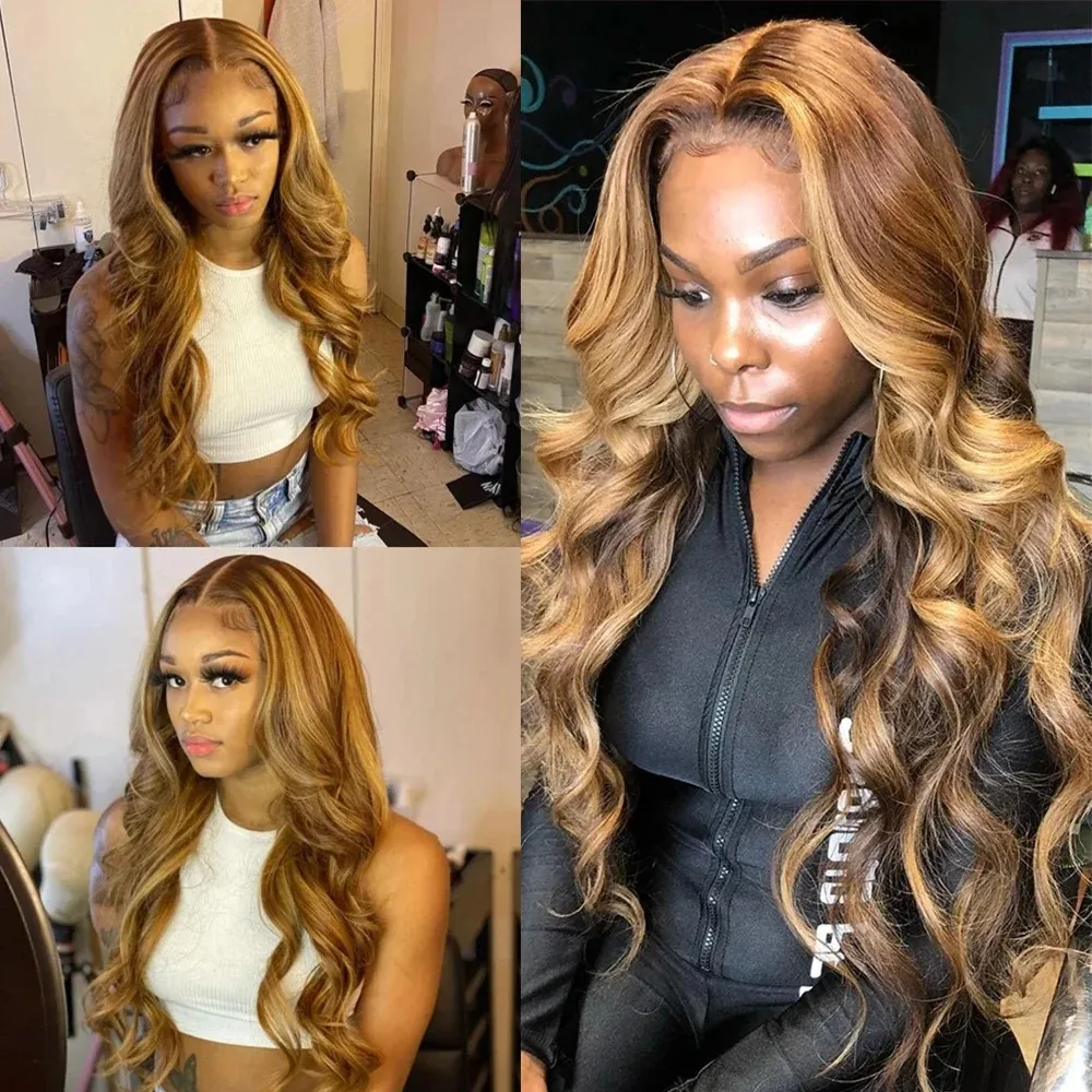 Highlight Wig 13x6 Hd Lace Frontal Wigs Ombre Body Wave Lace Front Wig Human Hair Pre Plucked 13x4 360 Glueless Full Lace Wigs