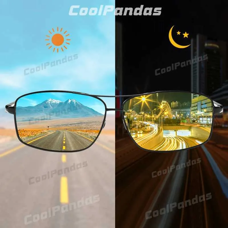 Sunglasses CoolPandas Aluminum Photochromic Sunglasses Men Women Polarized Sun Glasses Chameleon Anti-glare Day Night Driving Oculos de sol YQ240120