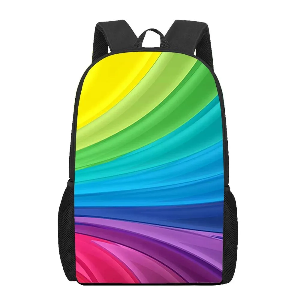 Bags Fashion Art Rainbow Print School Bags for Teenager Girls Boys Children Bookbags Student Daily Storage Backpacks Travel Rucksacks