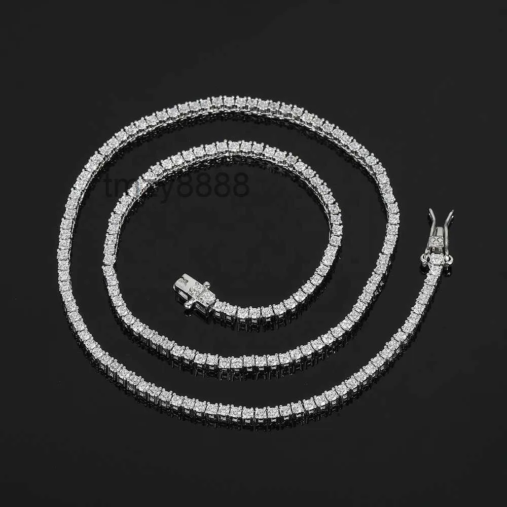 Anhänger Halsketten Juncheng 2mm Gra VVS Moissanit S925 925 Sterling Silber 10k 14k vergoldete Kette Tennis Halskette für Männer Frauen Großhandel 1C9E