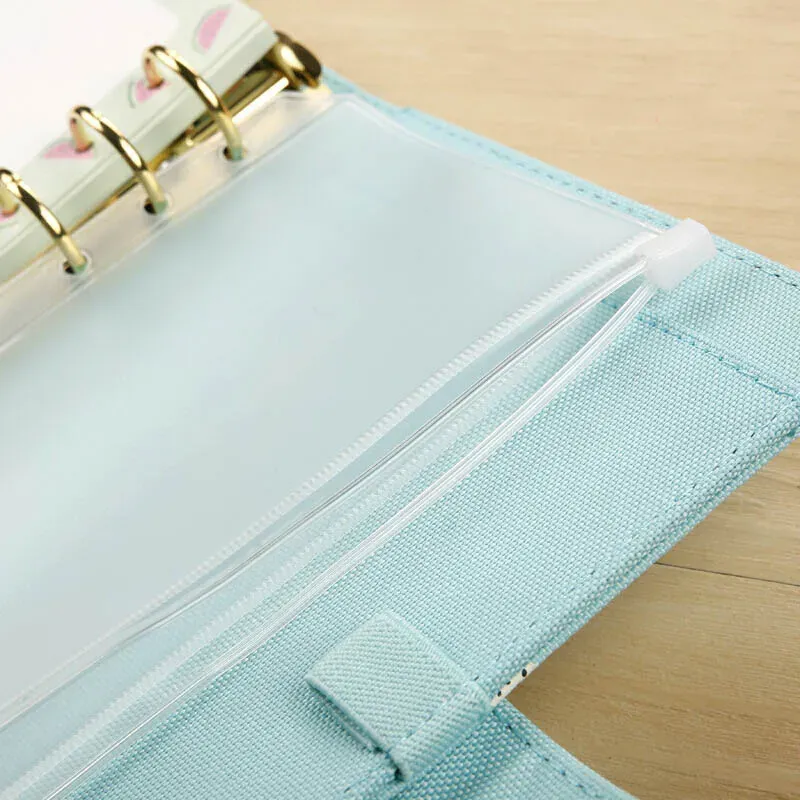 A5/A6/A7 PVC Binder Cover Filing Clear Zipper Storage Bag 6 Hole Waterproof Stationery Bags Office Travel Portable Document Sack