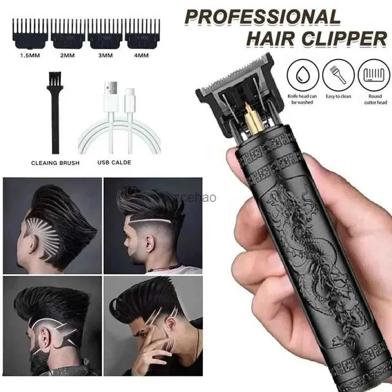 Hårklippare 2023 Ny vintage T9 Hårklippmaskin Män Electric Shaver Rechargeble Hair Trimmer Beard Clipper Barber Hair Cut Hot Sale