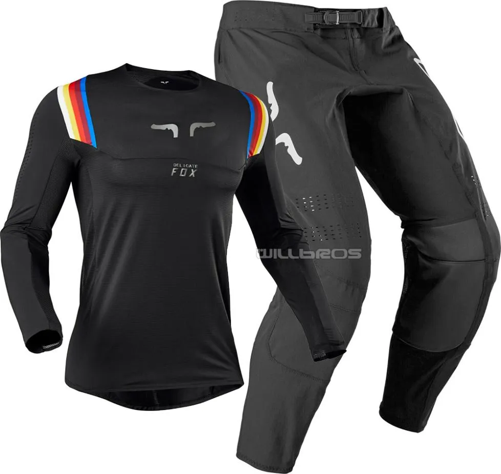 DELICATE FOX 2020 Racing Flex Air noir Jersey pantalon ensemble MX SX tout-terrain Dirt Bike ventilé adulte équipement Combo3541569