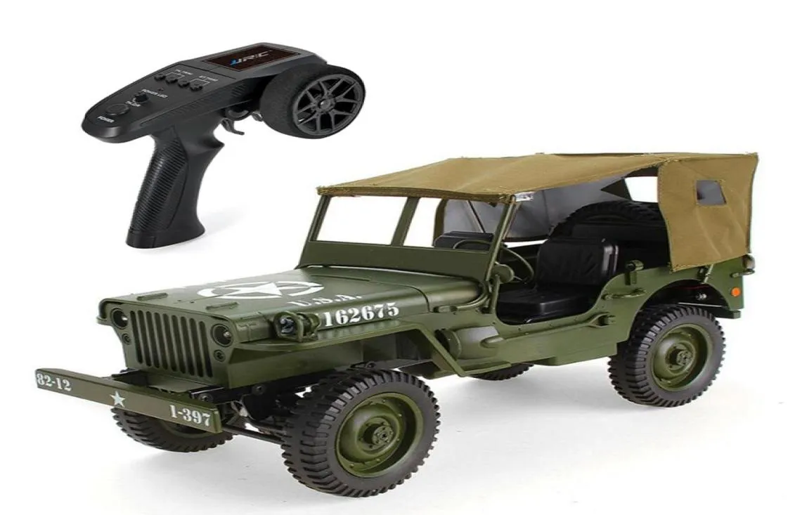 110 RC CAR 24G 4WD Fjärrkontroll Jeep Toys Fourwheel Drive Offroad Military Climbing Car Army Diecast Cars Militärfordon T7611932