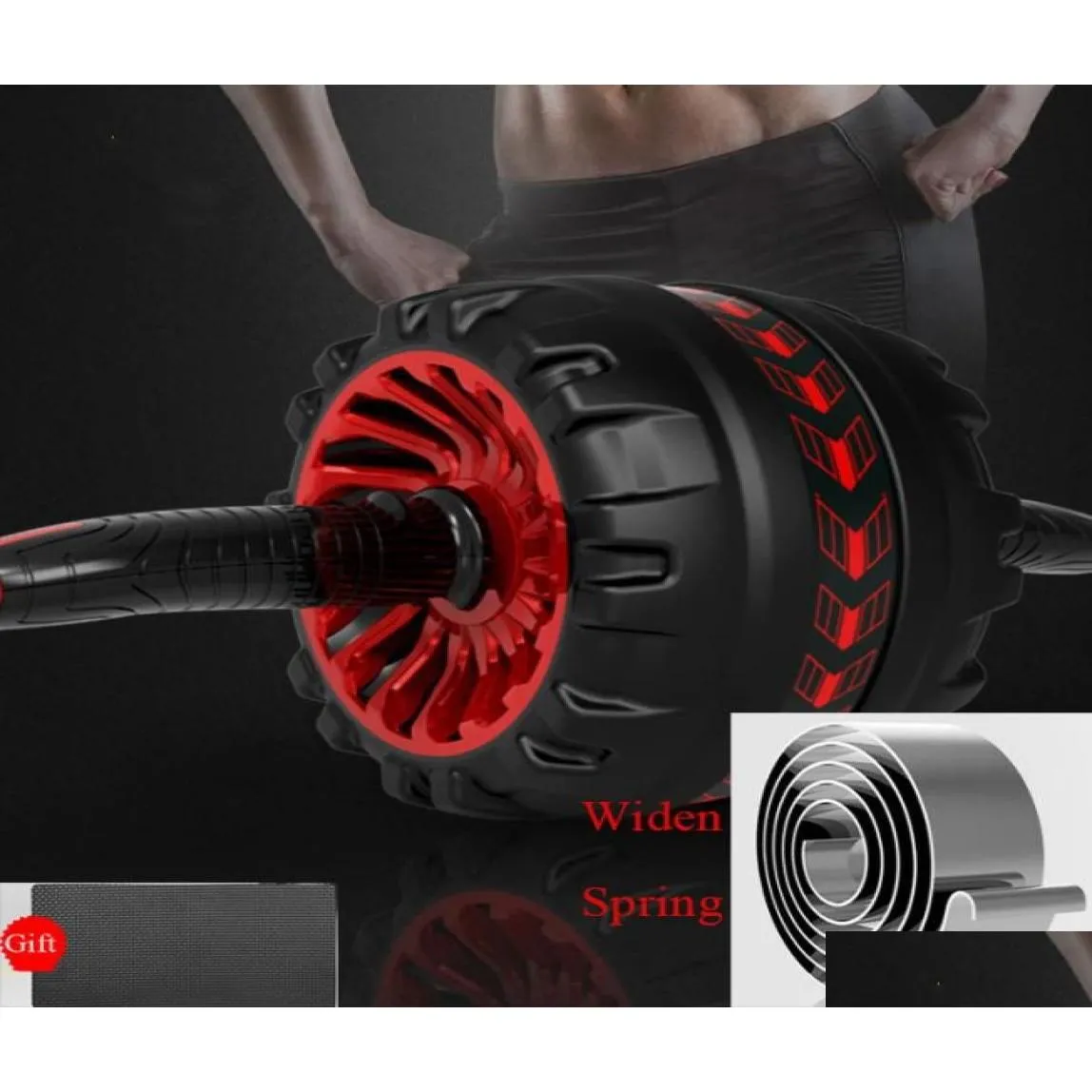 Training Equipment Fitness Ab Roller Home Gym Abs Wheel Press Abdominal Trainer Widen Strong Spring Matic Rebound Workout Drop Deliv Dhf1N
