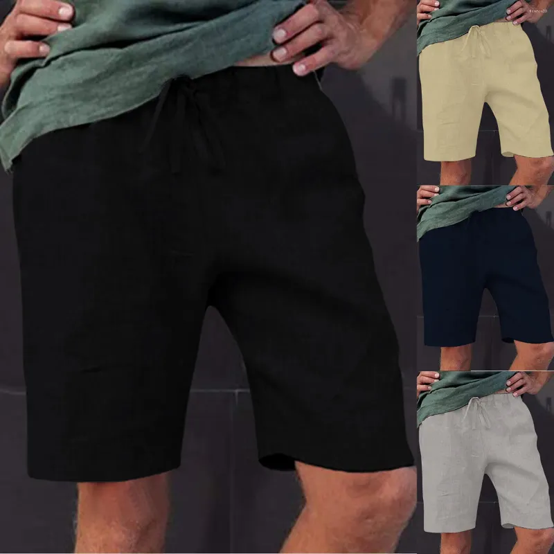 Herrenhose, Baumwolle, lockere Sommershorts und Kordelzug, lässig, Jungen, Leinen