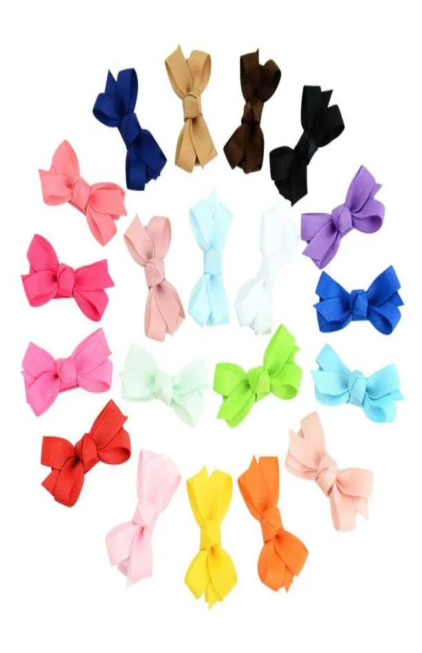 20Pcslot Small Mini Solid Bow Hairgrips Sweet Whole Wrapped Safety Clips Kids Hair pins Hair Accessories 7376810449