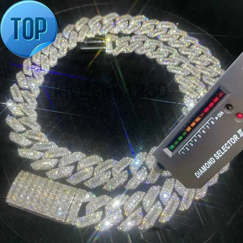 Horizon Buzlu Out Pass Diamond Tester VVS Moissanite Takı Kolye Bilezik Kadınlar 10mm Küba Bağlantı Zinciri Z5HW