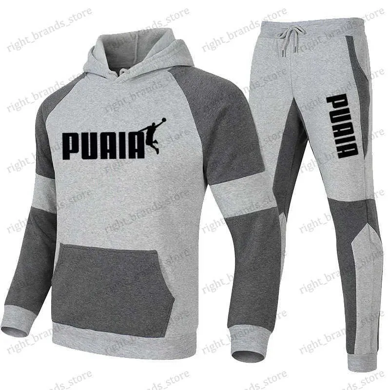 Tracksuits voor heren 2024 Spring en herfst nieuwe heren herfst en winter sportkleding hoodie kleur matching pak sport heren casual trui jogging pak T240122