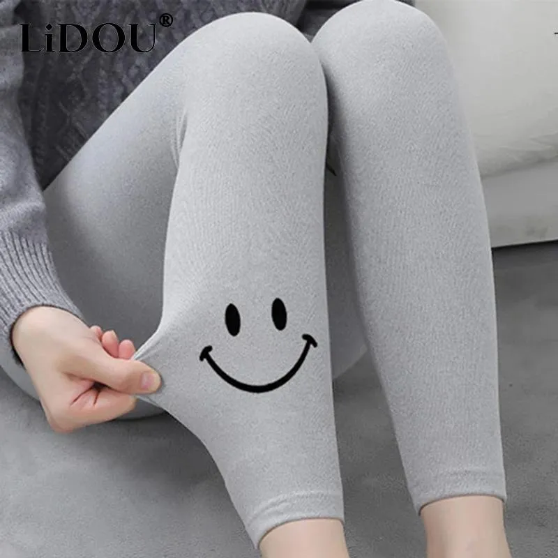 Capris Autumn Winter Women's High Stretch Seamless Solid Slim Leggings Ladies Casual Fashion Allmatch Soft Render Pants Female Clothes