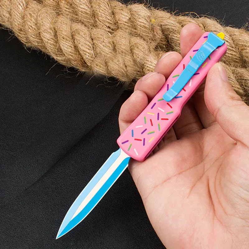 UT70/UT85 Dessert Warrior Auto Knife UT Aluminium Handle Survival Outdoor EDC Hunt Camp Tactical Tool Kitchen Automatic Pink Utility Knives