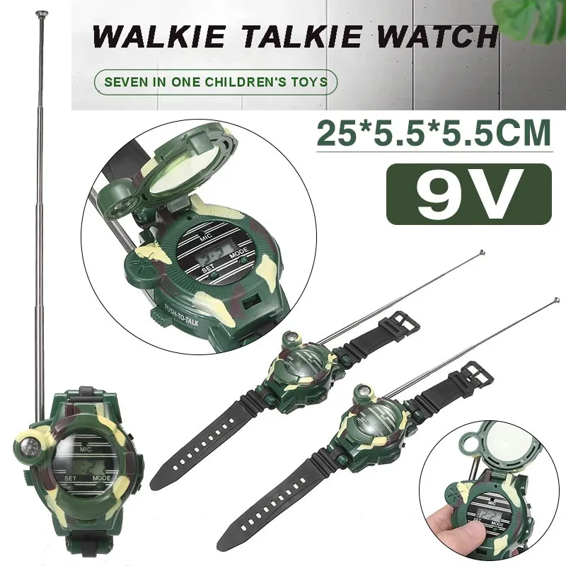 Mayitr 2st Camouflage Multifunctional Kids Toy Walkie Talkie Watch Portable Outdoor Wireless Walkie Talkies 240118