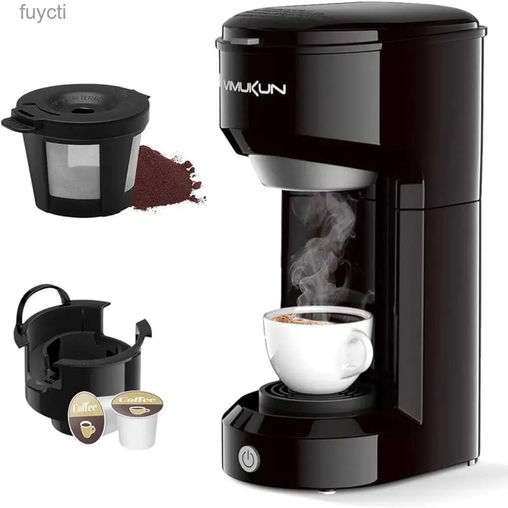 コーヒーメーカーのヴィムクンシングルサーブコーヒーメーカーインスタントコーヒーメーカーK-Cup Pods Ground Coffee Small（Black）YQ240122と互換性のあるカップ1カップ