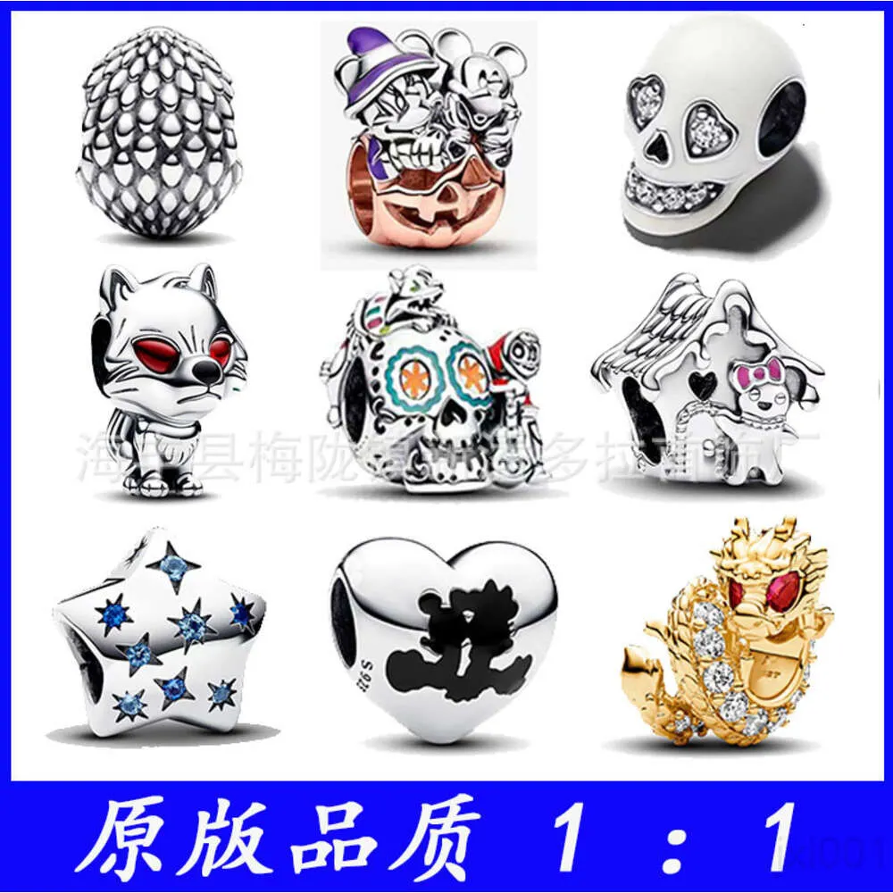 designer charm pandoras bracelet charm New Pan Family Beads S925 Pure Silver Halloween Series Pumpkin Night Glow Skull Head Bead Diy Jewelry Accessories