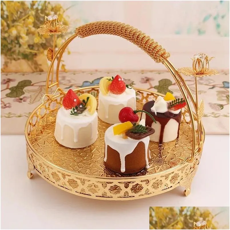 Diskplattor 1 st europeisk vintage fruktplatta avancerad rund elglas mti-skikt korg mode kreativa tårta ornament droppleverans dhsnb
