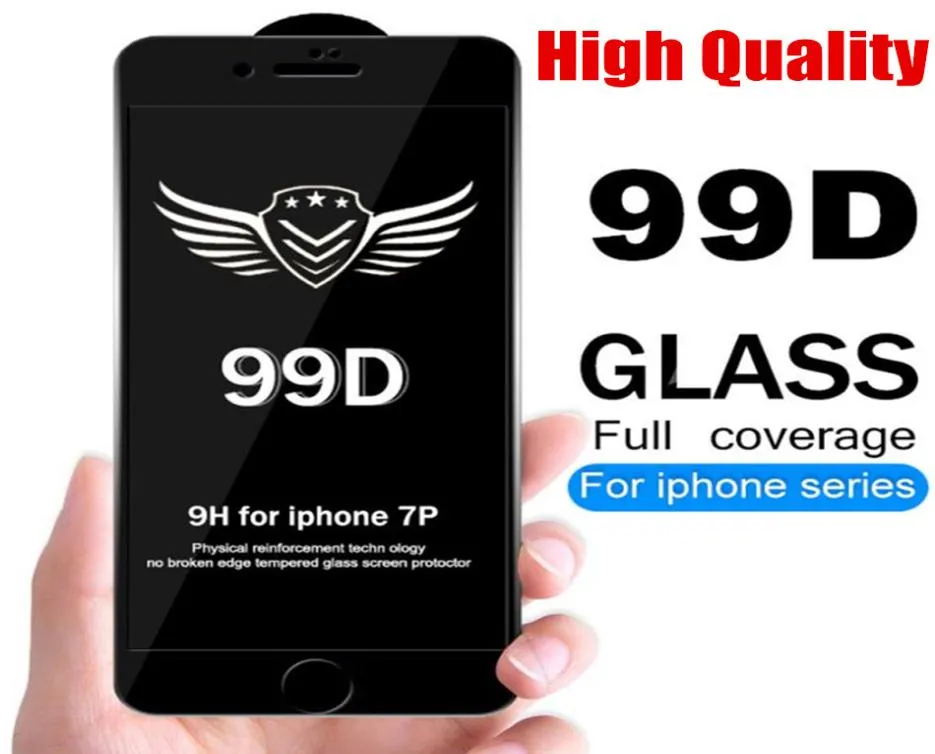 99D Tempererad glasskärmskyddsfilm för iPhone 13 12 Pro Max 11 X XR XS Full Lim Films Without Retail Package4964804