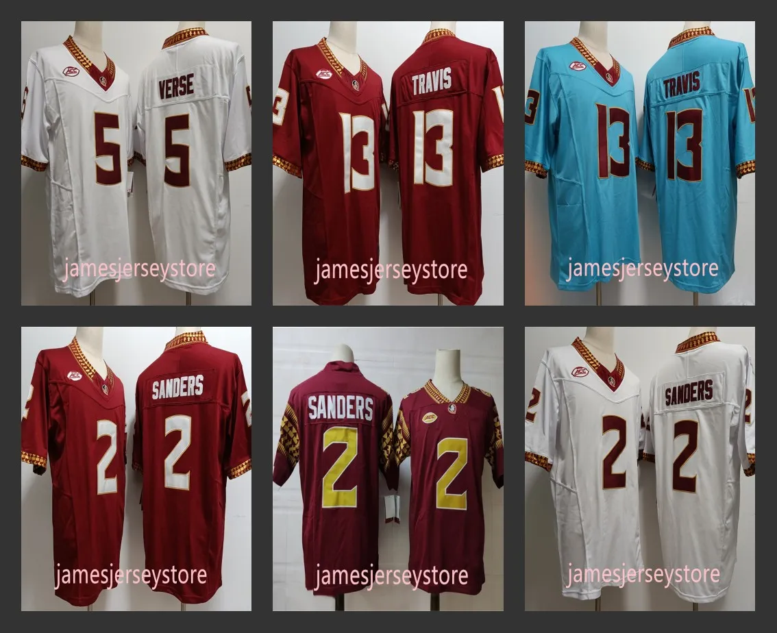 NCAA Football jersey #2 Deion Sanders #5 Jared Vers #13 Jordan Travis #3 JAMES