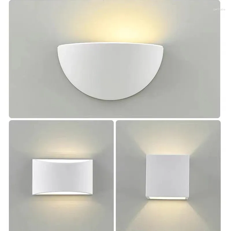 Lampada da parete 3 Stile Gesso Designer Semicircolare Apparecchio di illuminazione Sfondo Comodino Scale Lampade a LED montate su superficie