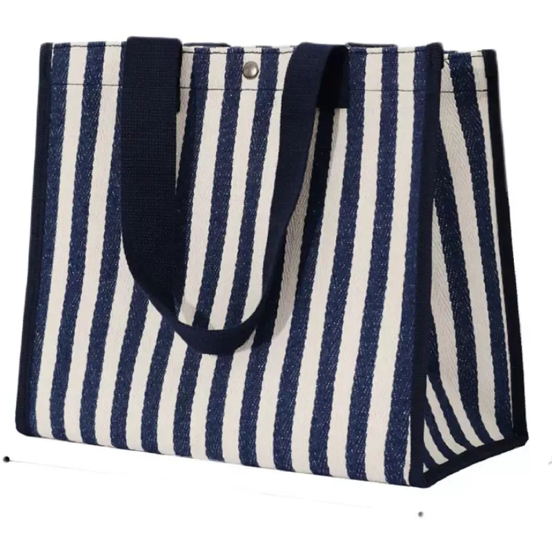 Bolsa de designer Bolsa de lonaSaco casual de grande capacidadeBolsa de lona Bolsa feminina de grande capacidade listrada de ombro bolsa de armazenamento Bolsa de compras de moda para sair