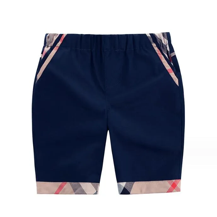 Shorts de verão para bebês meninos, shorts xadrez estilo cavalheiro, calças casuais para meninos