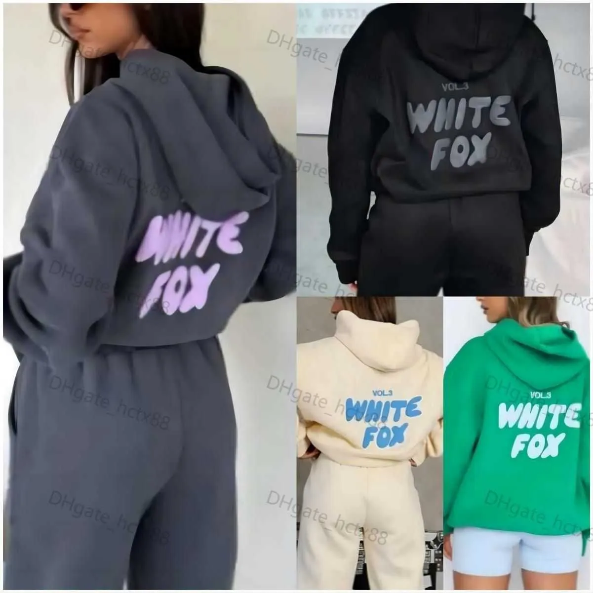 Kvinnors spårvagnar WF-Women Womens Letter Print 2 Piece Outfits Fox Cowl Neck Long Black White Sleeve Sweatshirt and Pants Set Tracksuit E4