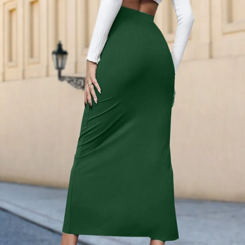 Юбки, сексуальный стиль, однотонная женская облегающая юбка, облегающая юбка с боковым разрезом на талии, длинная повседневная простая дизайнерская одежда для отдыха
