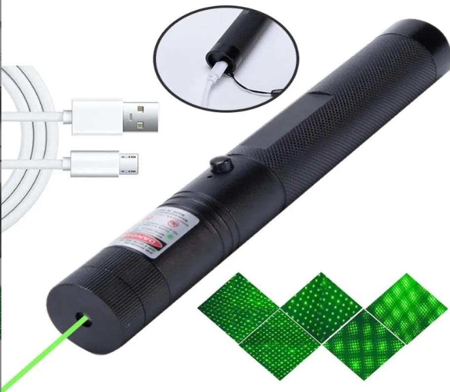 Green Laser Pointer Pen Astronomy 532nm Powerful Cat Toy Adjustable Focus 18650 Battery Universa USB Charger8135135